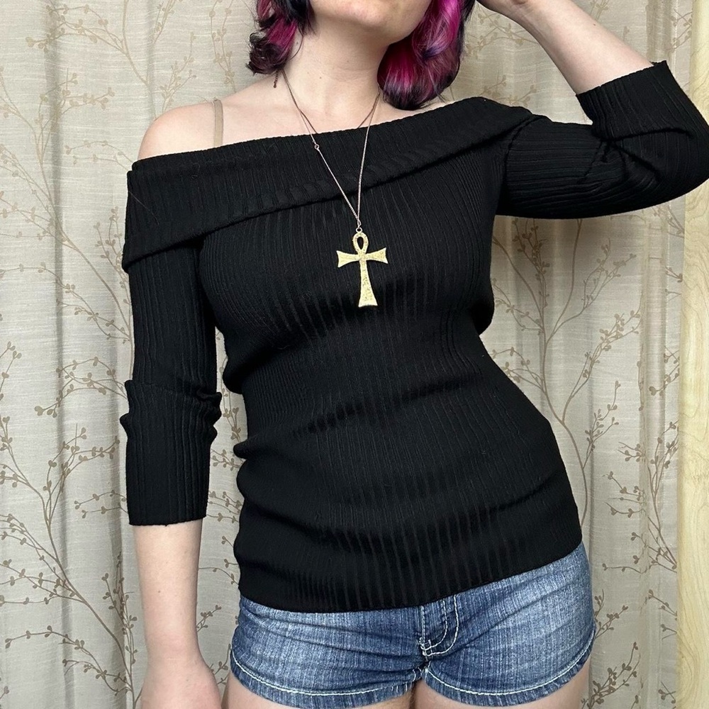 Off-Shoulder Black Sweater